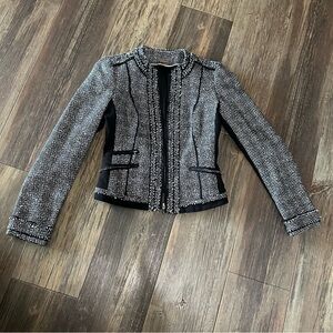 White House Black Market tweed full zip blazer jacket with metallic threading 2